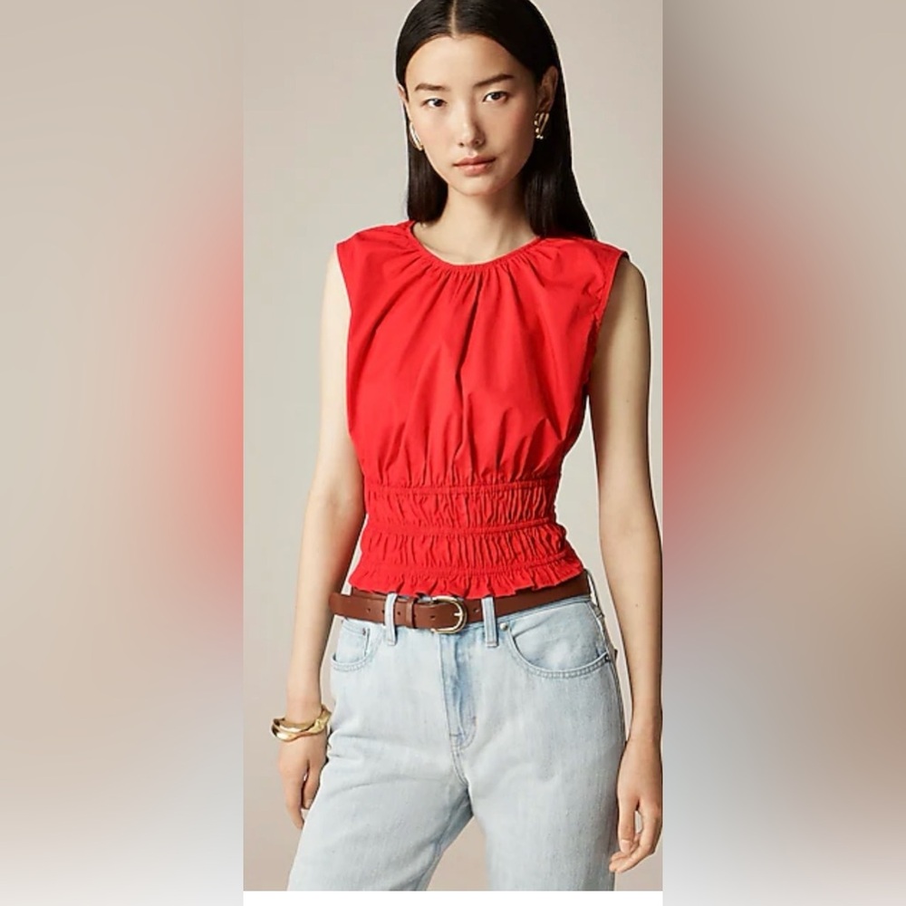 NWT J. Crew Cropped Cotton Top Red Sz XXS